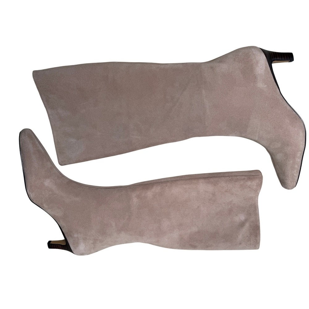 Ann Taylor Taupe Faux Suede Knee High Boots Genuine Leather Sole Kitten Heel 8M - Picture 2 of 9